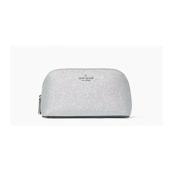 kate spade Handbags - NWT Kate Spade Shimmy Glitter Small Cosmetic Case (Lunar Light Silver)
